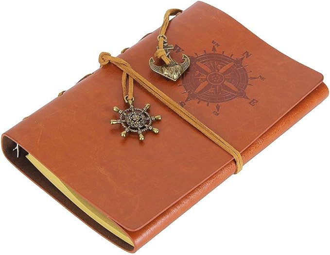 EvZ 7-Inch Refillable A6 Binder Notebook - Premium Vegan Leather Personal Planner, Eco-Friendly Journal with 6-Ring Loose-Leaf System for Writing, Business, and Creative Sketches, Brown