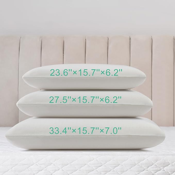 100% Natural Talalay Latex Pillow for Sleeping with Removable Cotton Cover, Premium Soft Bed Pillow Helps Relieve Pain and Pressure, Suitable for Side Back or Stomach Sleepers (Standard (Mid Loft))