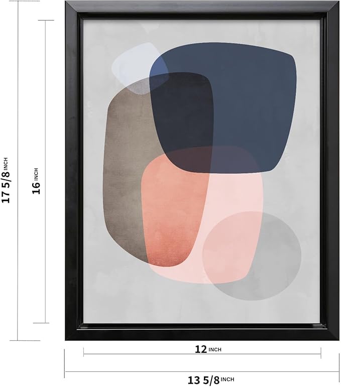 Monem Art Pastel Abstract Organic Shapes Print - Scandinavian Minimalist Art Poster - Wall Decor for Living Room, Bedroom or Office - 12x16 Black Framed CANVAS Wall Art by Mareike Bohmer