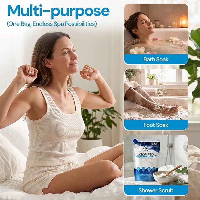 Dead Sea Bath Salt for Bath & Foot Soak, Unscented Fine Grain, 3lb - 2 Pack