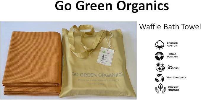 Waffle Bath Towel Pack of 2, 30.5x58 INCHES, 100% Organic Cotton, GOTS Certified (Apple Cinnamon) Super ABSORBANT & Quick Dry, NO SOFTENERS, Environment Friendly