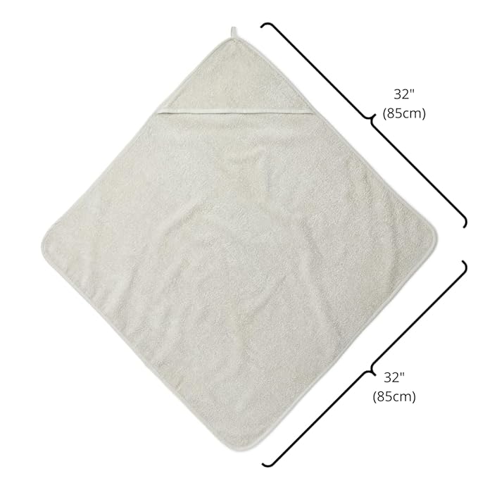 Hooded Baby Towels – 100% Organic Cotton Baby Bath Towels – Baby Boy Newborn Essentials - Super-Soft and Absorbent. (Pearl Grey)