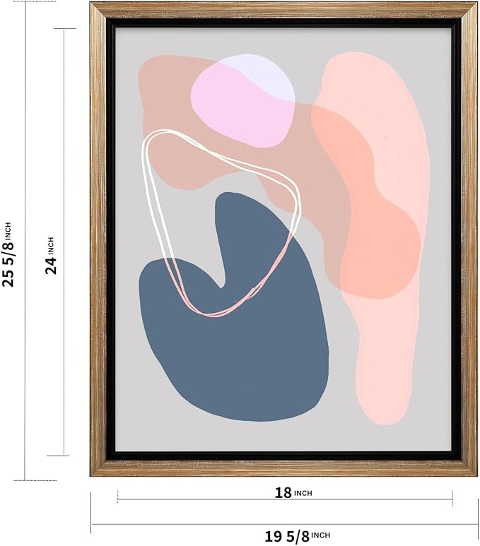Monem Art Abstract Organic Shapes Print - Minimal Scandinavian Line Art Poster - Wall Decor for Living Room, Bedroom or Office - 18x24 Silver Framed CANVAS Wall Art by Mareike Bohmer