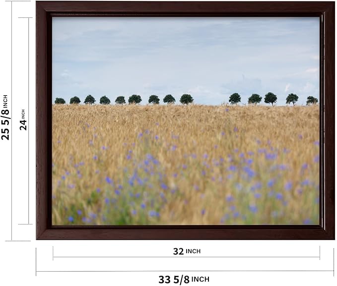 Monem Art Golden Meadow Horizon Landscape Print - Minimalist Nature Photography Poster - Wall Decor for Living Room, Bedroom or Office - 24x32 Brown Framed CANVAS Wall Art by Mareike Bohmer