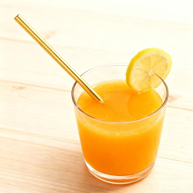 Reusable Metal Straws,10.5" Stainless Steel Straws,Easy to Use(3 PCS,Rose gold)