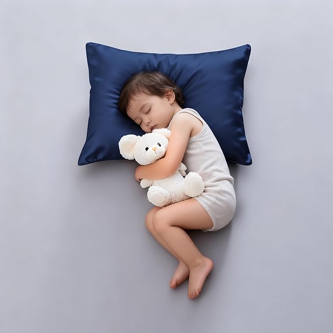 4 Pack Cooling Toddler Pillow Cases,Viscose Derived from Bamboo Small Pillow Protectors Set of 4, 400 TC Soft Silky Breathable Summer Pillow Cover with Zipper Hidden (4PCS, 13‘’x18‘’,Navy Blue)