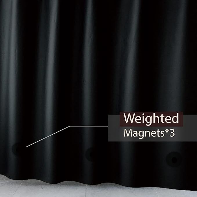 TIKABC Black Shower Curtain Liner 4 Pack, 4G PEVA Shower Liner, Plastic Peva Waterproof Shower Curtains, 72x72 inch with Grommet Holes 3 Magnetic Weights