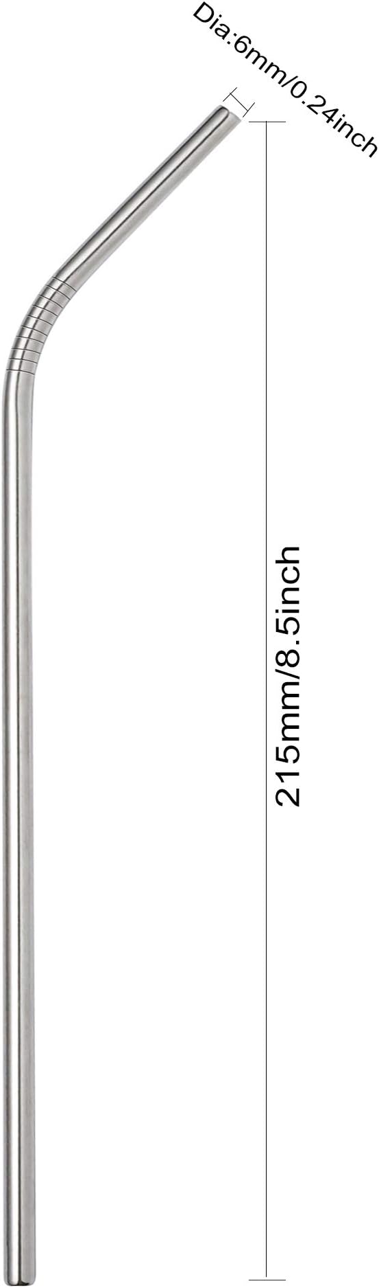Set of 48 Stainless Steel Metal Straws 8.5'' Reusable Drinking Straws For 20oz Tumblers Yeti 6mm Diameter (48 Bent)