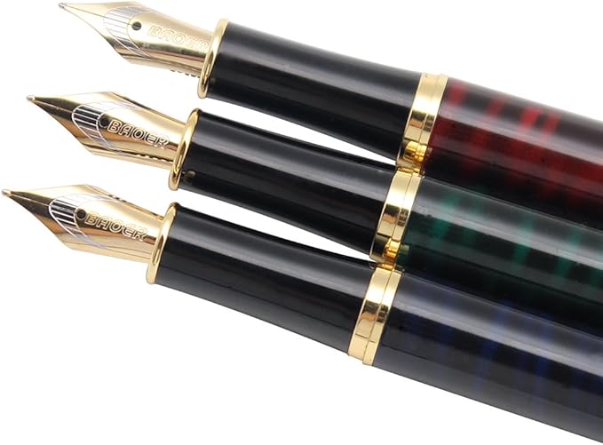 Gullor 5 PCS Classic Metal Fountain Pen B388, Gift Pens with Converters, 5 Colors
