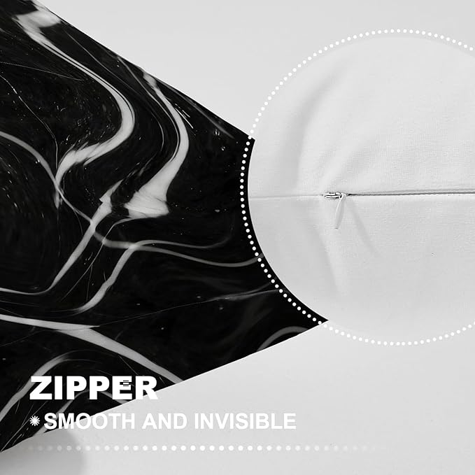 Shrahala Marble Black Pillowcases, Skin Black Marble Lumbar Pillow Cover Decorative Blended Double-Sided No Inserts for Bedroom Sofa Living Room Set of 2 (26 X 20 in)