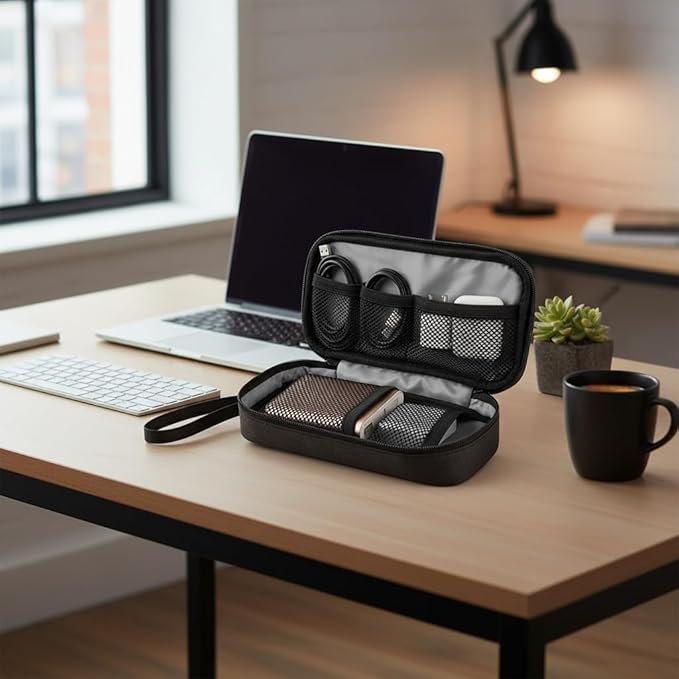GOX Cable Organizer Pouch – Case for Chargers and Cords, Cord Organizer Travel Black, Small Cable Organizer Bag for Earbuds & Tech Accessories(Black)