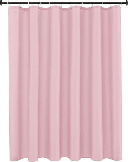 Biscaynebay Hotel Quality Fabric Shower Curtain Extra Long Liners 72" Width by 84" Length, Pink Water Resistant Bathroom Curtains Rust Resistant Grommets & Weighted Bottom Hem Machine Washable