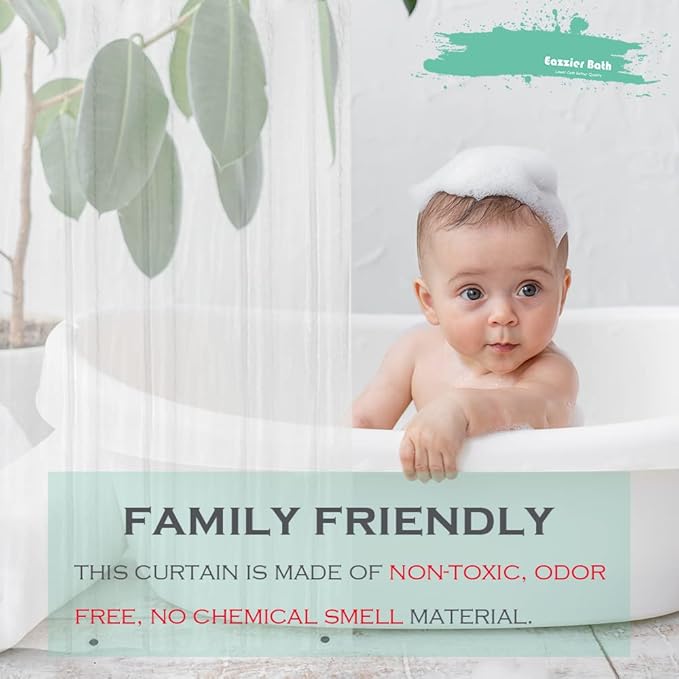 Small Clear Plastic Shower Curtain Liner, 36x72 Inch Thin Lightweight Transparent Plastic Bathroom Shower Showroom Inner Curtain with Rustproof Metal Grommet Holes, Weighted Magnets