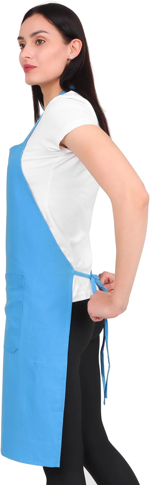 2 Pack Kitchen Apron Waterdrop Resistant Cotton Apron with adjustable Aprons for Women with Pockets 9 Color option Cooking Apron Light Blue (Light Blue)