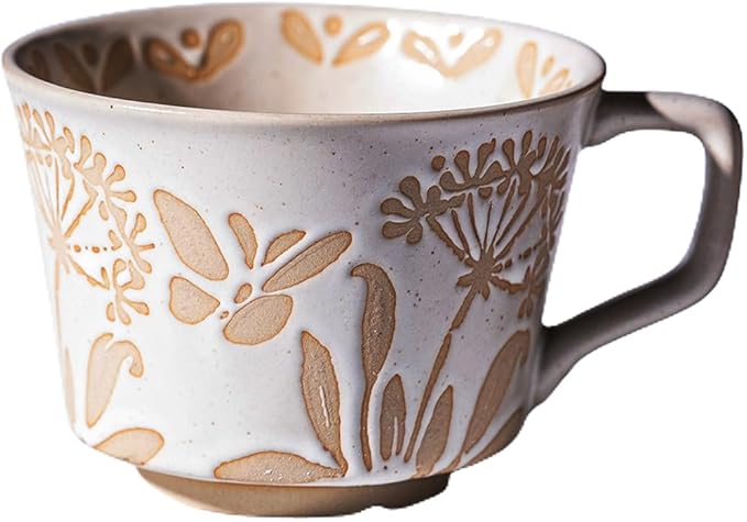 Handmade Ceramic Vintage Coffee Cup, 12oz Porcelain Mug 1 pc, Novelty Coffee Mugs Stoneware, Dishwasher & Microwave Safe, Cup for Coffee, Tea, Hot Chocolate, Housewarming Gifts for Women Men