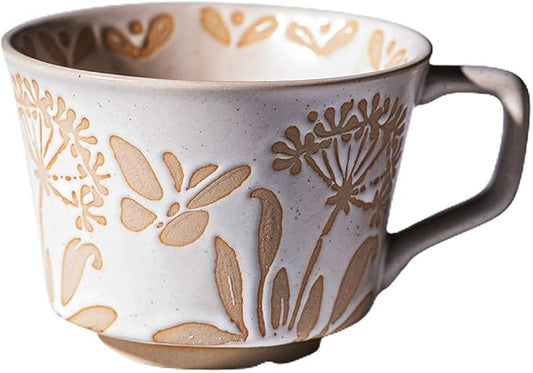 Handmade Ceramic Vintage Coffee Cup, 12oz Porcelain Mug 1 pc, Novelty Coffee Mugs Stoneware, Dishwasher & Microwave Safe, Cup for Coffee, Tea, Hot Chocolate, Housewarming Gifts for Women Men