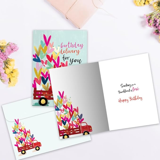 Tree-Free Greetings - Birthday Cards - Artful Designs - 2 Cards + Matching Envelopes - Made in USA - 100% Recycled Paper - 5 x 7 - Special Delivery (GT61223)