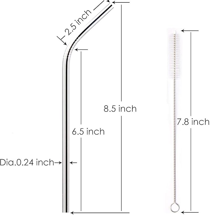 4 Pcs Reusable Metal Drinking Straws 8.5 Inch Stainless Steel Straw 6mm Diameter Wide -Compatible with 20oz Yeti Tumblers Eco-Friendly Washable non-plastic or glass - UNbreakable