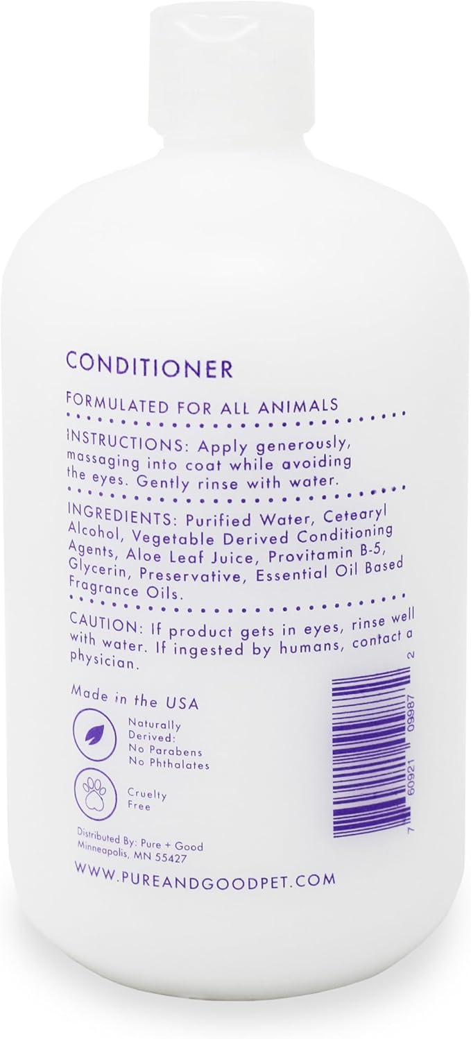 Pure + Good - Shampoo and Conditioner Set, Formulated for All Pets, Gentle and Cleansing, Made in The USA, Cruelty Free, 16 fl oz (Lavender + Chamomile)