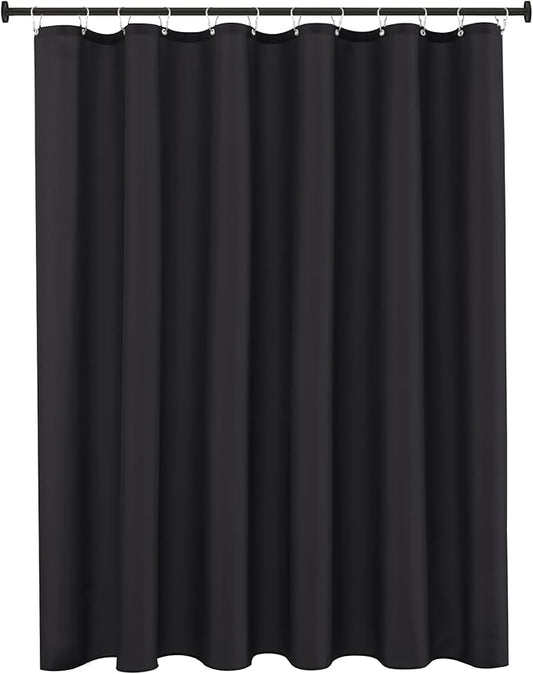 Biscaynebay Long Shower Curtain Fabric Liners 72" Width by 78" Length, Black Water Resistant Bathroom Curtains, Rust Resistant Grommets Top Weighted Bottom Machine Washable