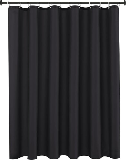 Biscaynebay Hotel Quality Fabric Shower Curtain Liner 72 Inch by 72 Inch, Black Water Resistant Bathroom Curtains Rust Resistant Grommets & Weighted Bottom Hem Machine Washable