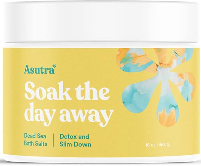 ASUTRA Dead Sea Bath Salts (Detox & Slim Down), 16 oz - Soak in Rich & Vital Healing Minerals - Purify & Energize with Eucalyptus, Sweet Orange, & Lemon Essential Oils