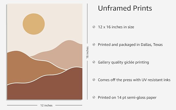 Y2K BOO Organic Abstract Shapes UNFRAMED Wall Art Minimalist Botanical Silhouette Earth Tones Terracotta Mid Century Modern 12x16 Inch Heavyweight Paper Studio Decor