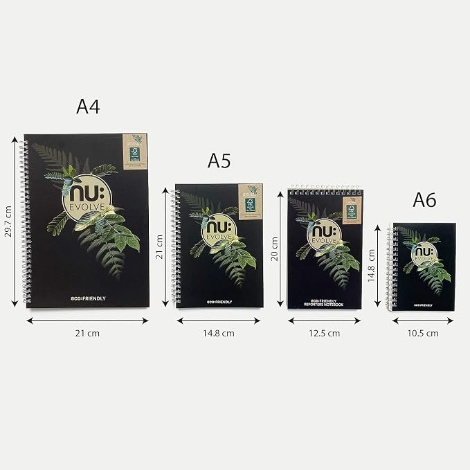 Nu Notebooks - Evolve Range - Recycled Notebook - A5 Notebook - Wirebound Notebook - Stationery Notebooks - Professional Notepad - 120 Pages