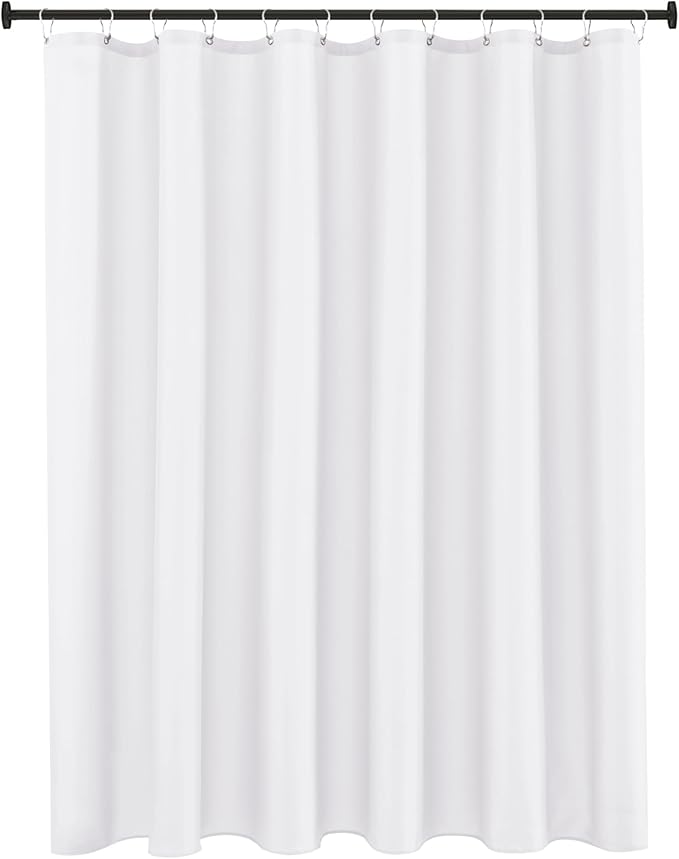 Biscaynebay Fabric Shower Curtain Liner 72x84 Inch-White Waterproof Extra Long Bathroom Curtains-Hotel Quality Soft Soild Polyester Shower Liners Machine Washable