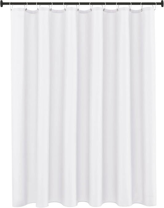 Biscaynebay Fabric Shower Curtain Liner 72x72 Inch-White Waterproof Bathroom Curtains-Hotel Quality Soft Soild Polyester Standard Size Shower Liners Machine Washable