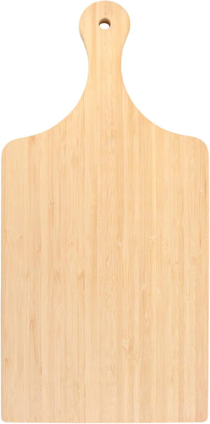 BambooMN Bamboo Paddle Cutting and Serving Board, Charcuterie Boards for Meat, Vegetables, Fruits, Bread, Kitchen Cutting Board with Handle - 17" x 8" x 0.75" - 30 Pieces