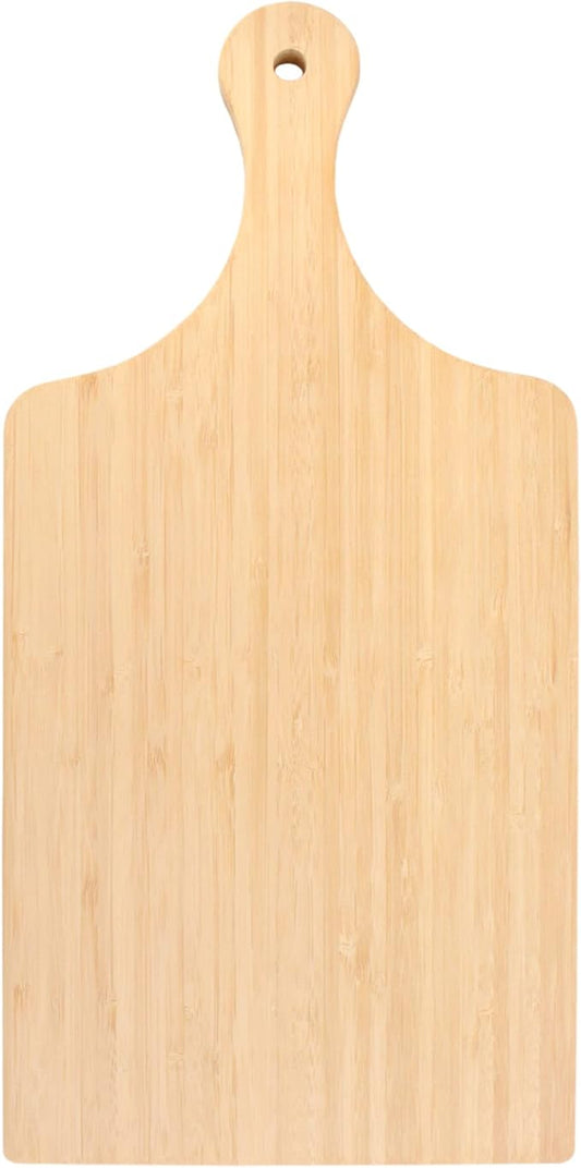 BambooMN Bamboo Paddle Cutting and Serving Board, Charcuterie Boards for Meat, Vegetables, Fruits, Bread, Kitchen Cutting Board with Handle - 17" x 8" x 0.75" - 3 Pieces