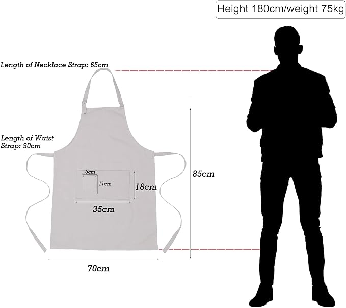 LessMo Bib Apron, Canvas Cotton Cooking Aprons 100% Cotton