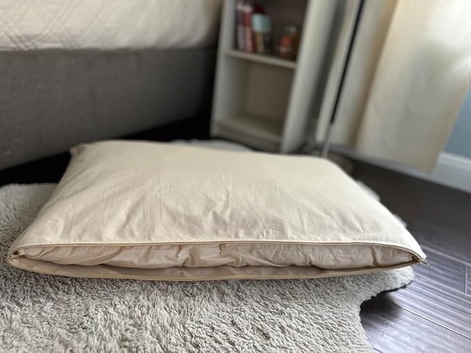 Natural Cotton Canvas Dog Bed – Raw Cotton Filled Pet Cushion Insert, Breathable Eco-Friendly Dog Mattress, Durable Washable Cover with Zipper (Natural, Medium 42"x29"x4")