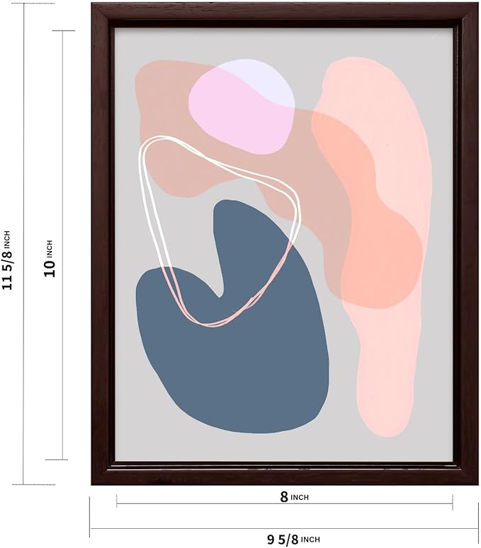 Monem Art Abstract Organic Shapes Print - Minimal Scandinavian Line Art Poster - Wall Decor for Living Room, Bedroom or Office - 8x10 Brown Framed CANVAS Wall Art by Mareike Bohmer