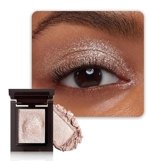 Pearl White Single Shimmer Glittle Eye shadow Palette Makeup, Single Shimmer Eyeshadow for Older Women, High Pigment Natural Sombras Crema Para Ojos, Talc, Paraben & Cruelty Free (06#Pearl White)