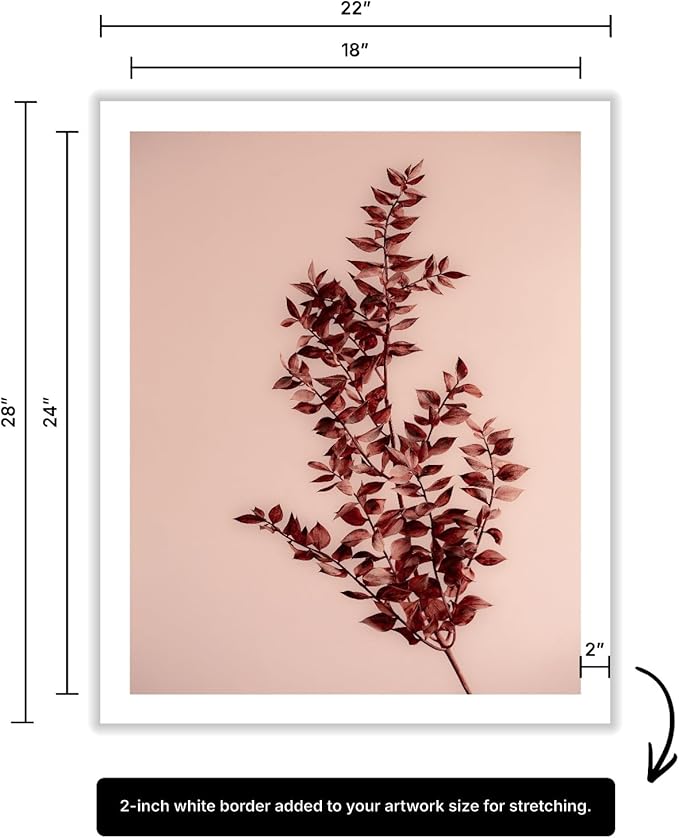 Monem Art Dried Red Botanical Branch Print - Minimalist Boho Nature Poster - Wall Decor for Living Room, Bedroom or Office - 18x24 ROLLED CANVAS Wall Art by Mareike Bohmer