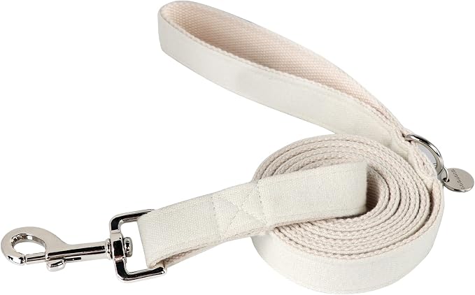 DOGWONG Cotton Hemp Dog Collar - Heavy-Duty White Durable Soft Natural Fabric Pet Collar, Cute Wedding Puppy Necklace for Small Medium Large Dogs