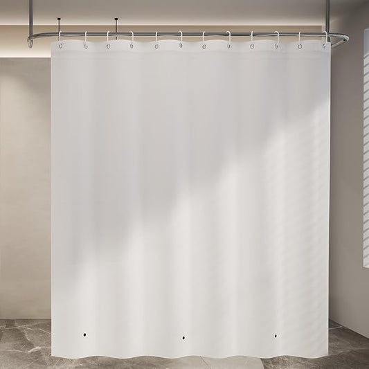 Shower Curtain Liner, 72" x 72", Waterproof, Transparent, PEVA, Non-Toxic, Odorless, Rust-Proof Metal Rings, 5 G White