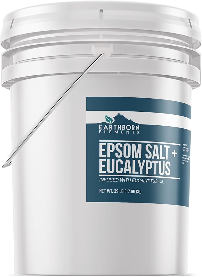 Earthborn Elements Eucalyptus Epsom Salt 5 Gallon Bucket, Pure & Undiluted, Soothing Aroma (624 Ounce)