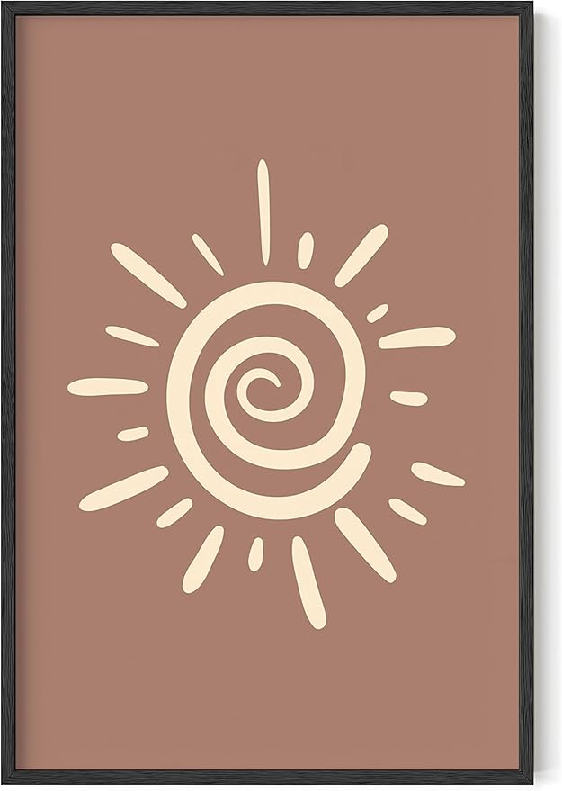 Y2K BOO Abstract Spiral Sun UNFRAMED Wall Art Swirl Sunburst Print Earth Tones Terracotta Tan Mid Century Modern 24x36 Inch Heavyweight Paper Studio Decor