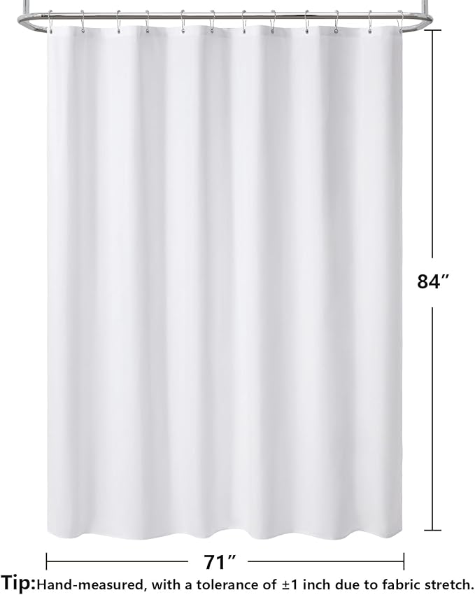 120GSM Ultimate Waterproof Fabric Shower Curtain Liner - TPU Lamination Technology with 3 Magnets,Machine Washable,71x84 Inch Soft Cloth Shower Curtain or Shower Liner,for Bathroom(White)