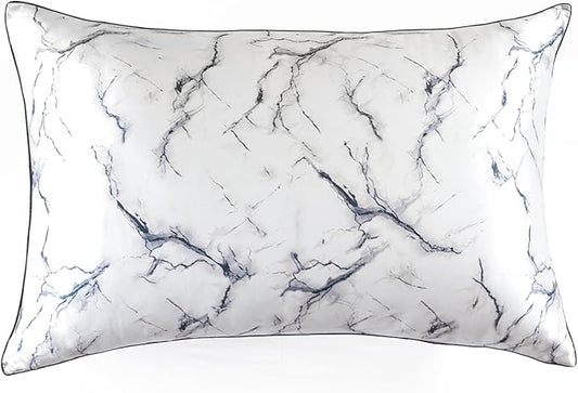 THXSILK Natural Mulberry Silk Pillowcase, 6A+ High-Grade Fibers Mulberry Silk Pillowcase for Hair and Skin, King Size 20"x36" Silk Pillow Case with Hidden Zipper - Grey Marble