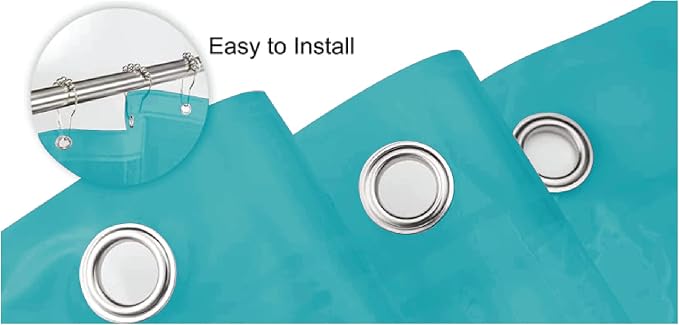 Home Expressions Premium 6 Guage PEVA Shower Curtain Liner - PVC Free Magnetized Bottom Odorless with Rustproof Grommets 70"x72" (Peacock)