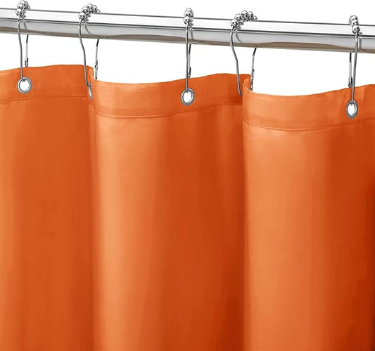 Gibelle Orange Fabric Shower Curtain or Liner, 72x72 Waterproof Shower Curtain Liner for Bathroom with Metal Grommets, Soft Cloth & Hotel Quality, Machine Washable