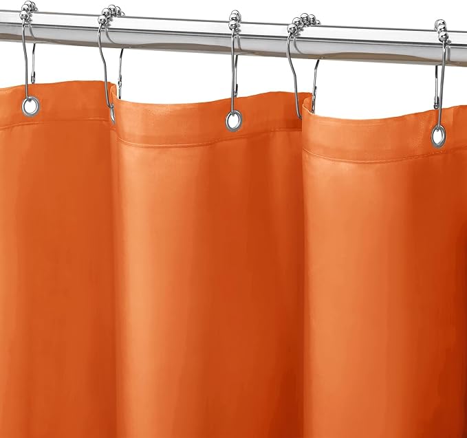 Gibelle Extra Long Shower Curtain Liner 72 x 84 Inches, Orange Shower Curtain Liner, Washable Waterproof Fabric Bathroom Shower Curtain