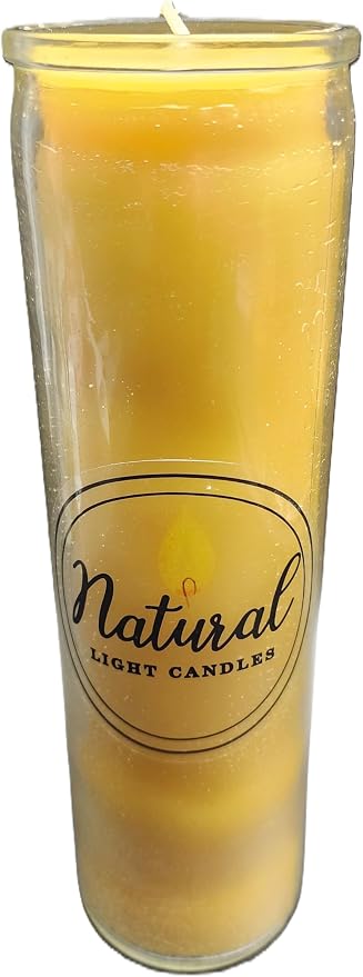 Pure Beeswax Candle Made in USA Vigil,Yartzeit, Yom Kippur, Meditation, Prayer, Devotional, Pillar in a Glass. Burns up to 100 Hours.