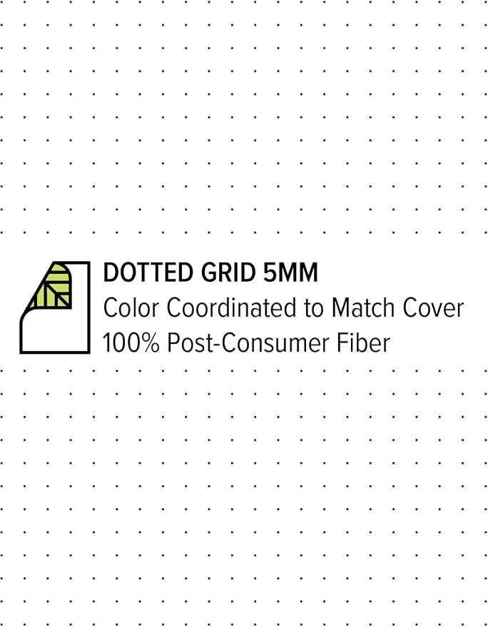 100% Recycled Softcover Dotted Grid Journal, Charcoal Gray, 8.5" x 5.5", 192 Pages, Embossed, Perfect Bound, FSC Certified, Made in USA