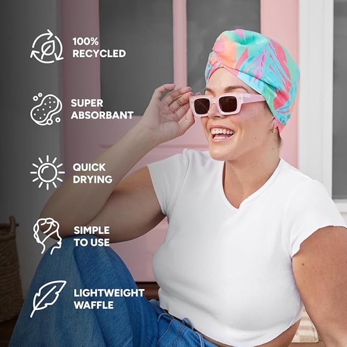 Dock & Bay Turban Hair Towel - for Home & the Beach - Super Absorbent, Quick Dry - Hot Tropics, One Size