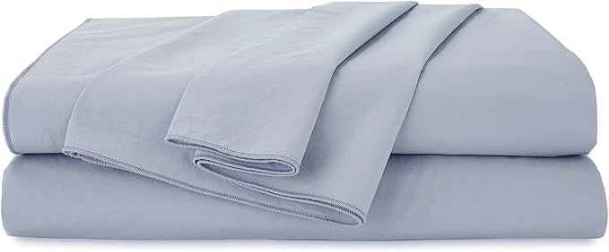 EcoPure Full Size Sheet Set, Blue | 100% Organic Cotton, Comfort Washed, Cooling, Deep Pocket, GOTS Certified